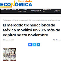 El mercado transaccional de Mxico moviliz un 20% ms de capital hasta noviembre